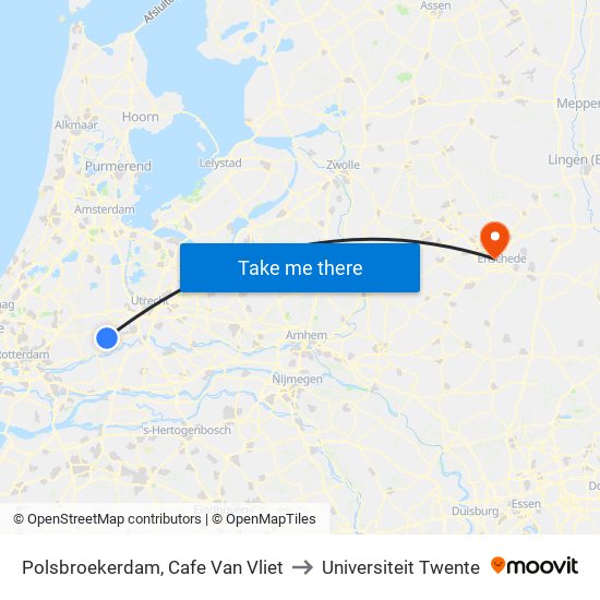 Polsbroekerdam, Cafe Van Vliet to Universiteit Twente map