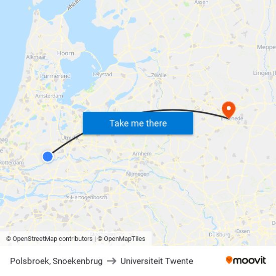 Polsbroek, Snoekenbrug to Universiteit Twente map