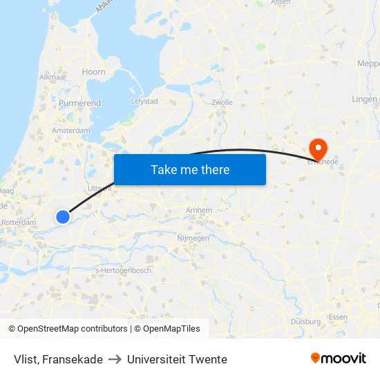 Vlist, Fransekade to Universiteit Twente map