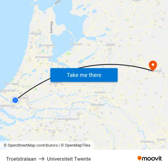Troelstralaan to Universiteit Twente map