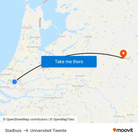 Stadhuis to Universiteit Twente map