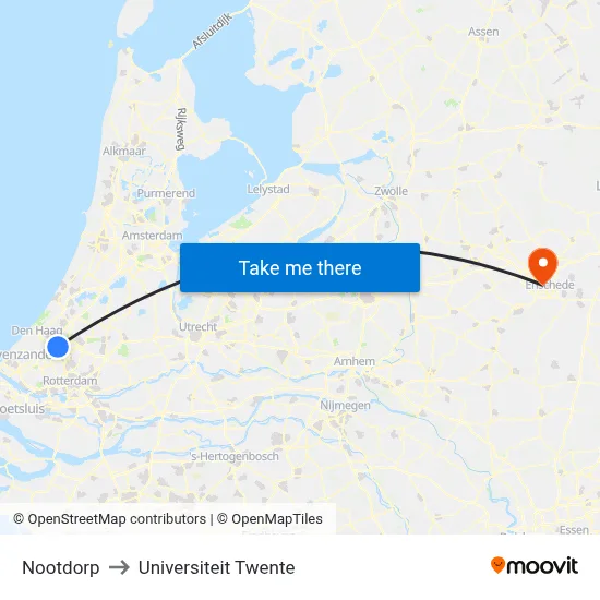 Nootdorp to Universiteit Twente map