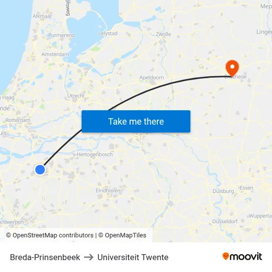 Breda-Prinsenbeek to Universiteit Twente map
