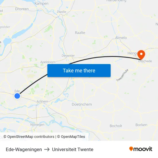 Ede-Wageningen to Universiteit Twente map
