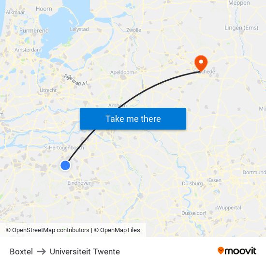 Boxtel to Universiteit Twente map