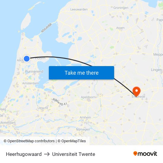 Heerhugowaard to Universiteit Twente map