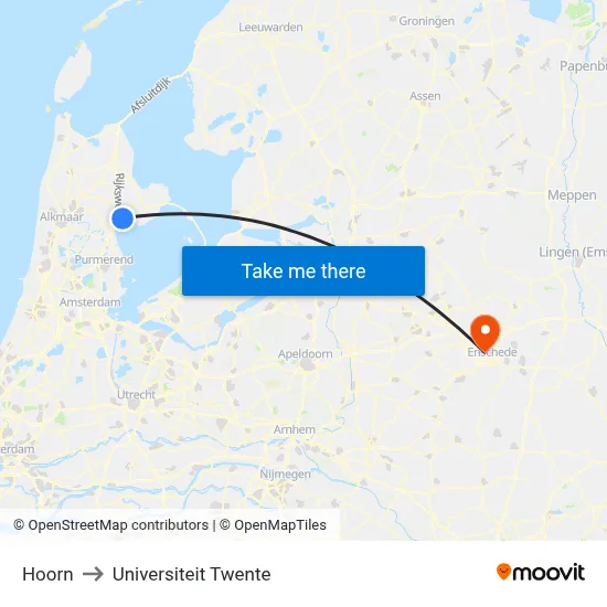 Hoorn to Universiteit Twente map