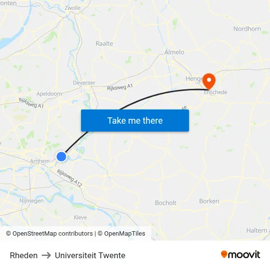 Rheden to Universiteit Twente map