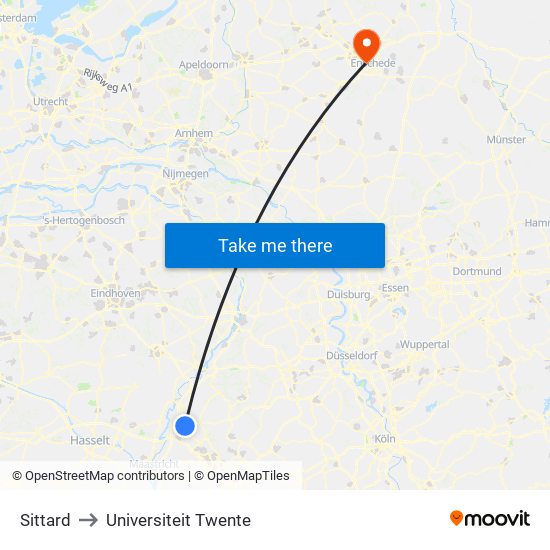 Sittard to Universiteit Twente map