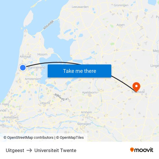 Uitgeest to Universiteit Twente map