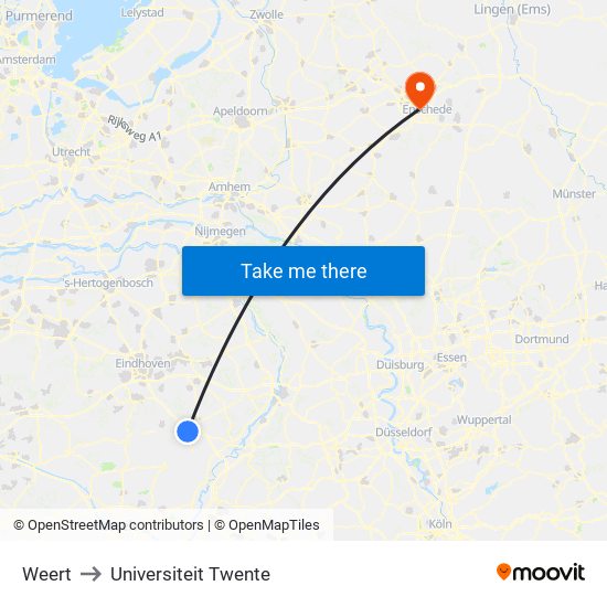 Weert to Universiteit Twente map