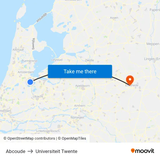 Abcoude to Universiteit Twente map