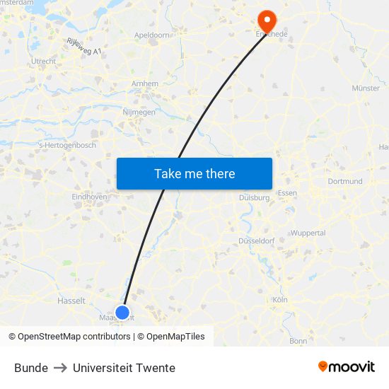 Bunde to Universiteit Twente map