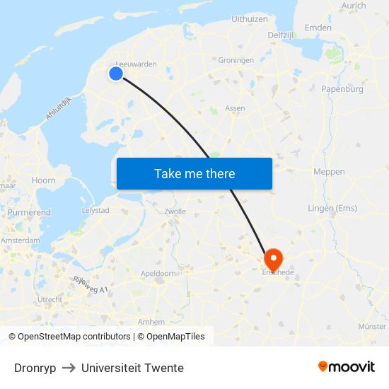 Dronryp to Universiteit Twente map