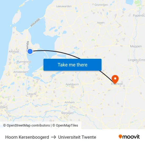 Hoorn Kersenboogerd to Universiteit Twente map