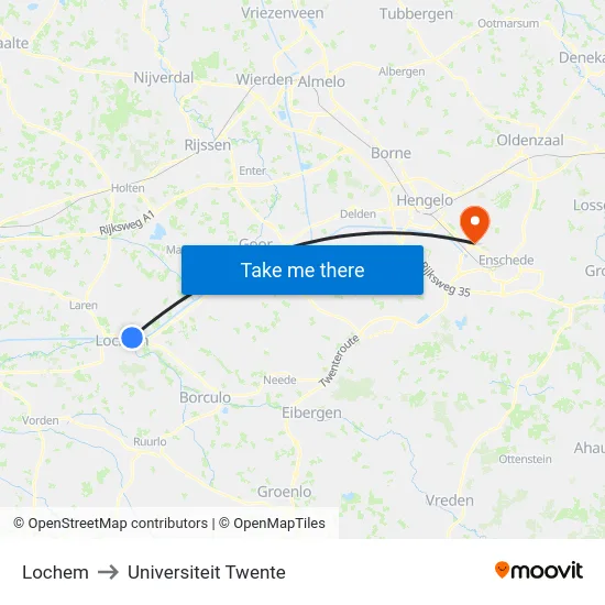 Lochem to Universiteit Twente map