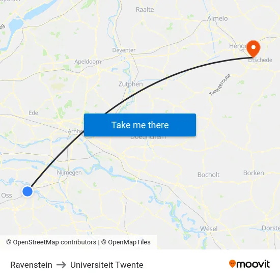 Ravenstein to Universiteit Twente map