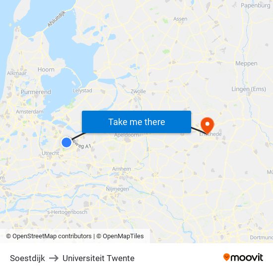 Soestdijk to Universiteit Twente map