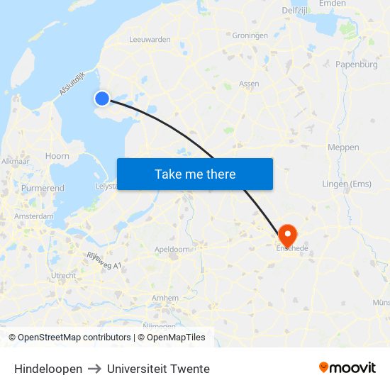 Hindeloopen to Universiteit Twente map