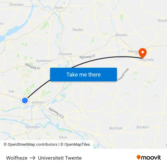 Wolfheze to Universiteit Twente map