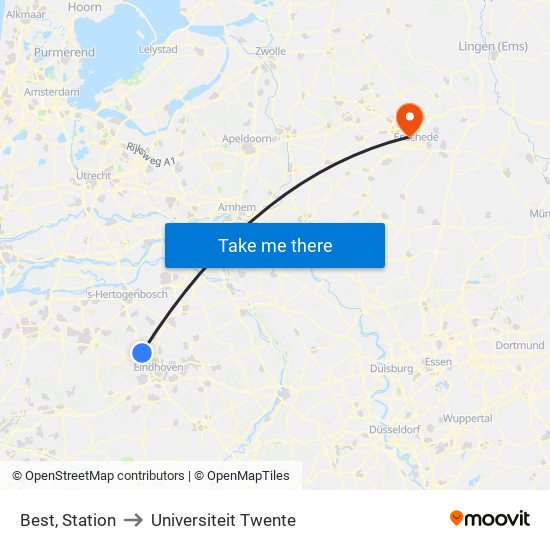 Best, Station to Universiteit Twente map