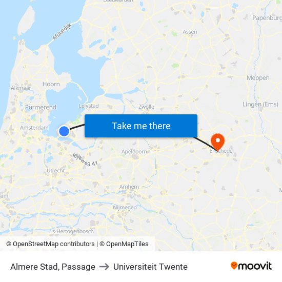 Almere Stad, Passage to Universiteit Twente map