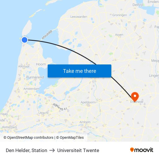 Den Helder, Station to Universiteit Twente map