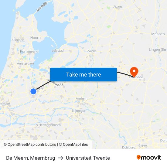 De Meern, Meernbrug to Universiteit Twente map