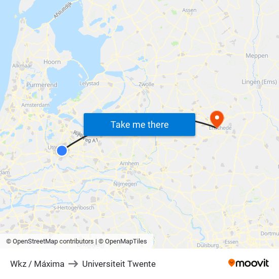 Wkz / Máxima to Universiteit Twente map