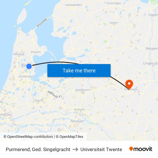 Purmerend, Ged. Singelgracht to Universiteit Twente map