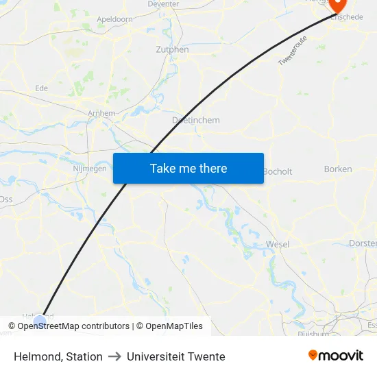 Helmond, Station to Universiteit Twente map