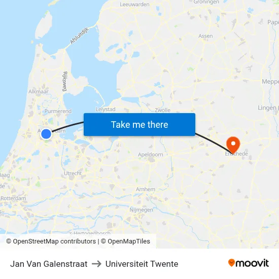 Jan Van Galenstraat to Universiteit Twente map