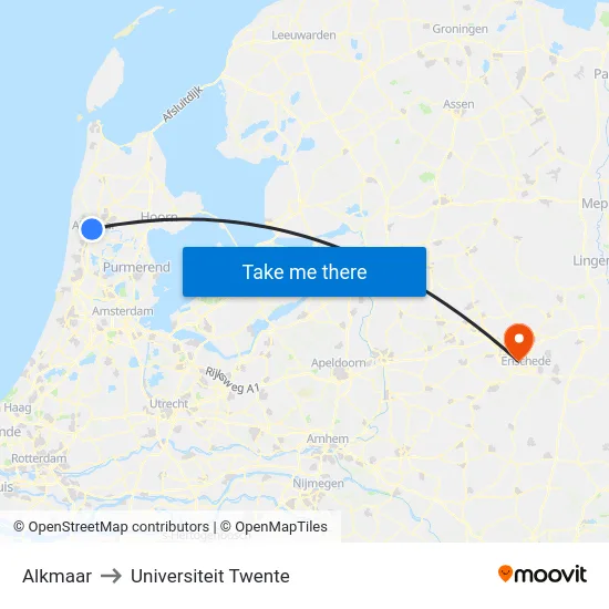 Alkmaar to Universiteit Twente map