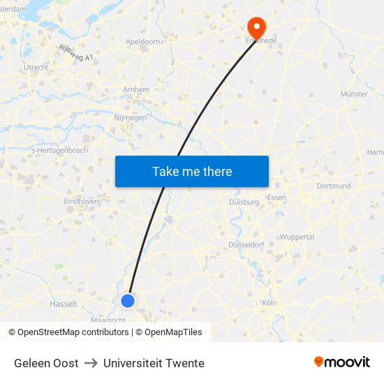Geleen Oost to Universiteit Twente map