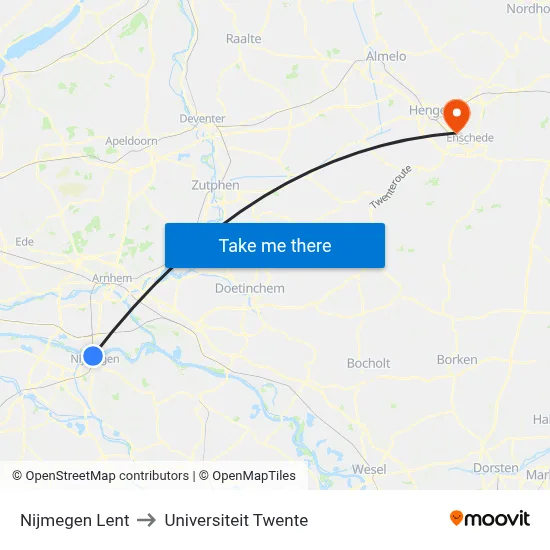 Nijmegen Lent to Universiteit Twente map