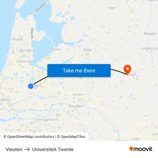 Vleuten to Universiteit Twente map