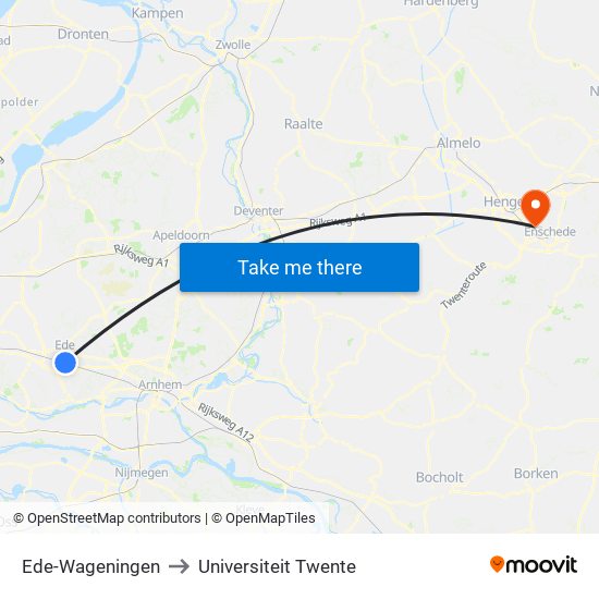 Ede-Wageningen to Universiteit Twente map