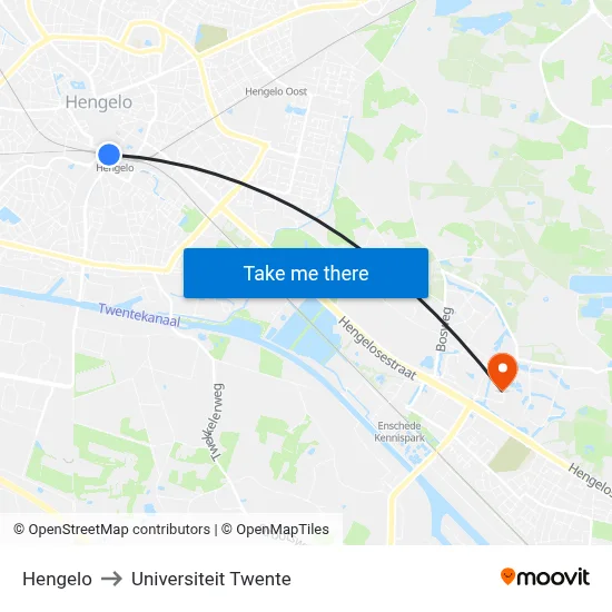 Hengelo to Universiteit Twente map