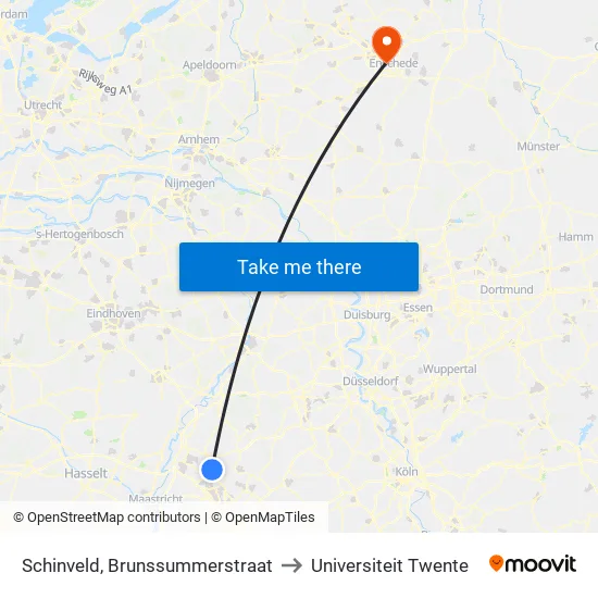 Schinveld, Brunssummerstraat to Universiteit Twente map