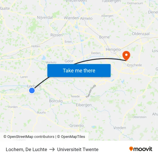 Lochem, De Luchte to Universiteit Twente map
