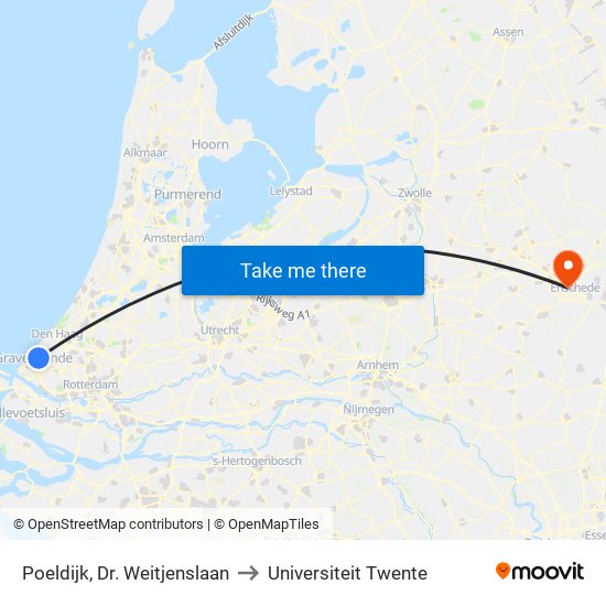 Poeldijk, Dr. Weitjenslaan to Universiteit Twente map