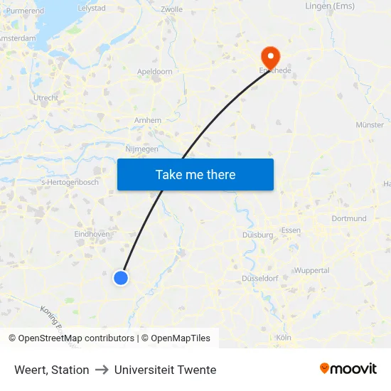 Weert, Station to Universiteit Twente map