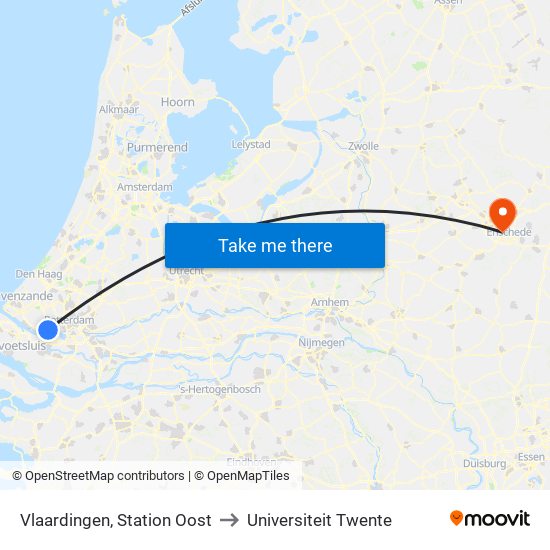 Vlaardingen, Station Oost to Universiteit Twente map