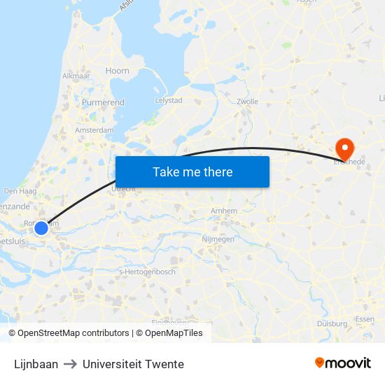 Lijnbaan to Universiteit Twente map