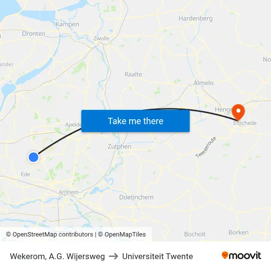 Wekerom, A.G. Wijersweg to Universiteit Twente map