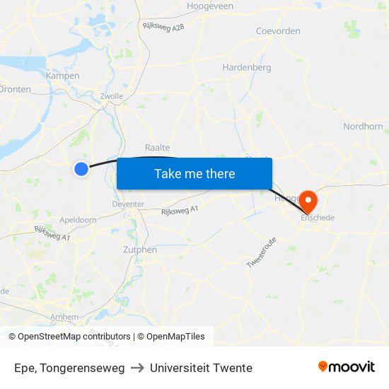 Epe, Tongerenseweg to Universiteit Twente map