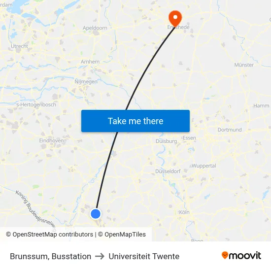 Brunssum, Busstation to Universiteit Twente map