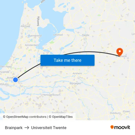 Brainpark to Universiteit Twente map