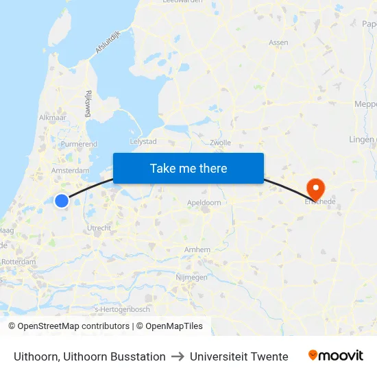Uithoorn, Uithoorn Busstation to Universiteit Twente map