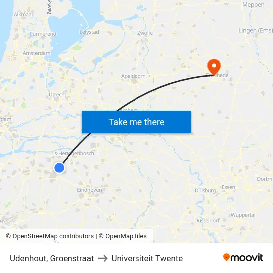 Udenhout, Groenstraat to Universiteit Twente map